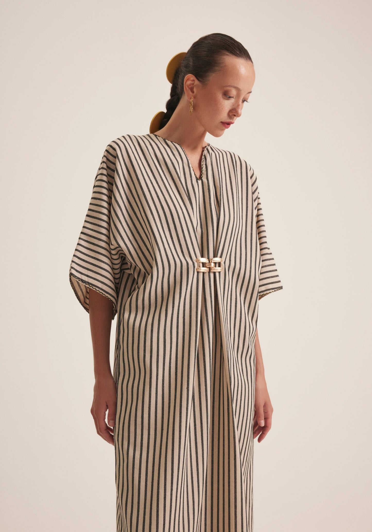 Black Stripes with gold buckle kaftan